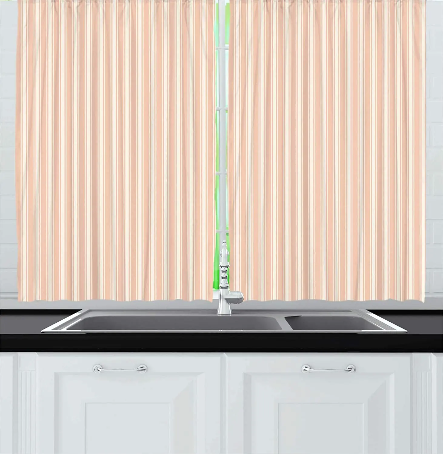 Blackout Curtains Retro Old House Romantic Decoration with Bold Stripes Artwork Kitchen Cafe Curtains