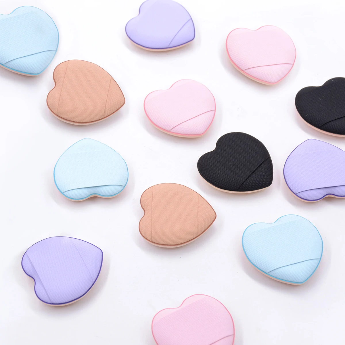 Mini esponja de maquillaje con forma de corazón para dedo, cojín de aire pequeño, estuche de esponja en polvo, corrector facial, crema BB, cosmética, belleza, 5/10 Uds.