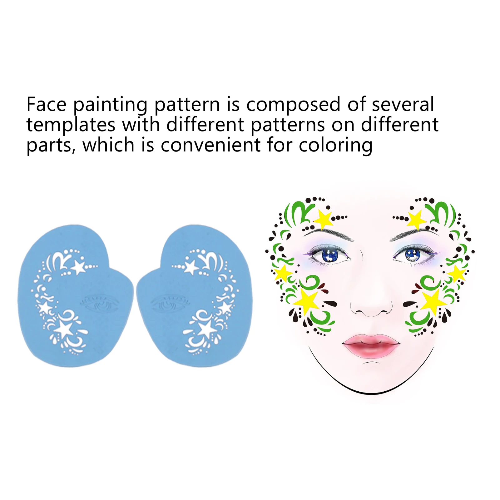 5Pcs Face Paint Stencils Kit PET Reusable Painting Template Stencils Template for Halloween Party Cosplay Face Painting Stencils