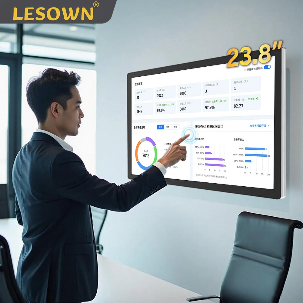 

LESOWN 23,8 Компьютерный промышленный дисплей FHD 1920x1080 Белый/Черный Емкостный/без сенсорного экрана IPS 16:9 300cd/m2 с VGA HDMI USB для ПК