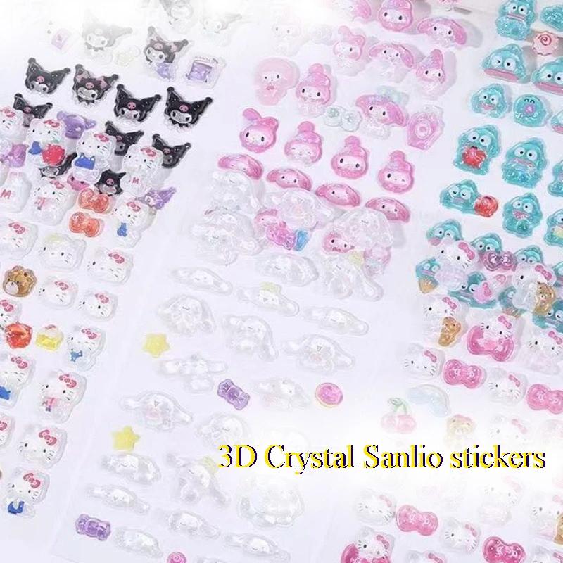 

Japanese Sanlio Solid 3D Relief Cute Cartoon Hello Kitty Cinnamoroll Kuromi Stickers Children's Girls Decorative Reward Stickers