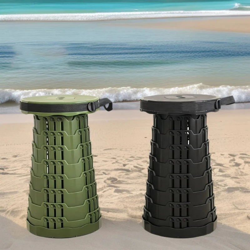 Portable Adjustable Height Collapsible Stool Heavy‑Duty Small Seat for Camping Fishing Household Travel