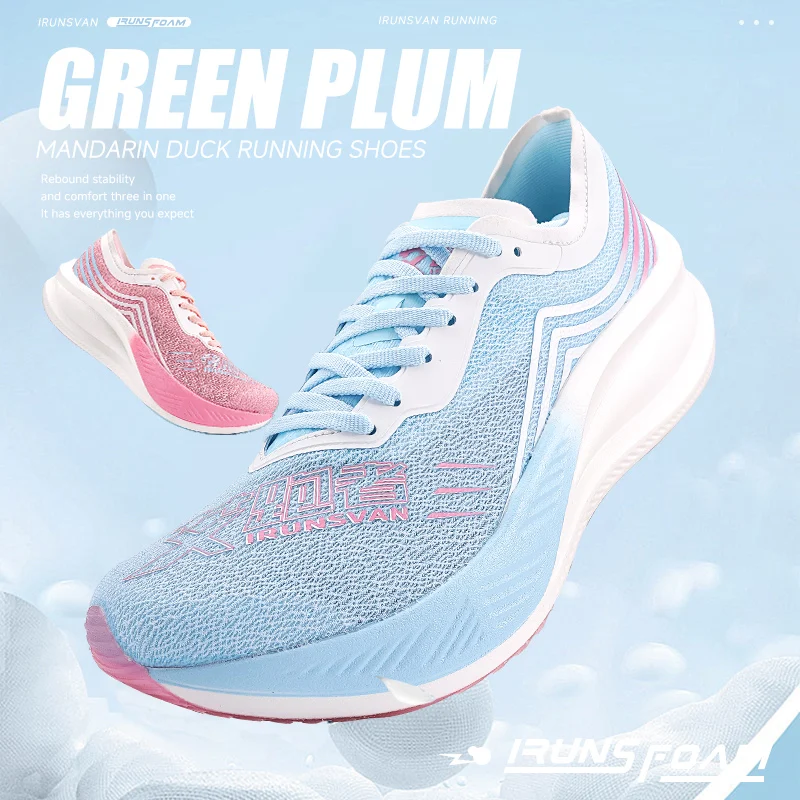 IRUNSVAN حذاء جري شبكي مريح وجيد التهوية في الهواء الطلق من النايلون للتدريب على الماراثون حذاء رياضي للجنسين