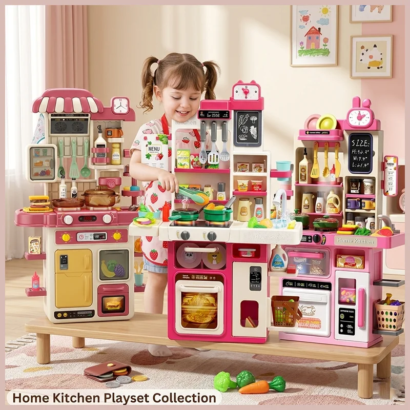

Kids Kitchen Toys Set Simulation Cooking Food Tableware Play House Role Play Educational Toy Kitchen Utensils Gift for Children