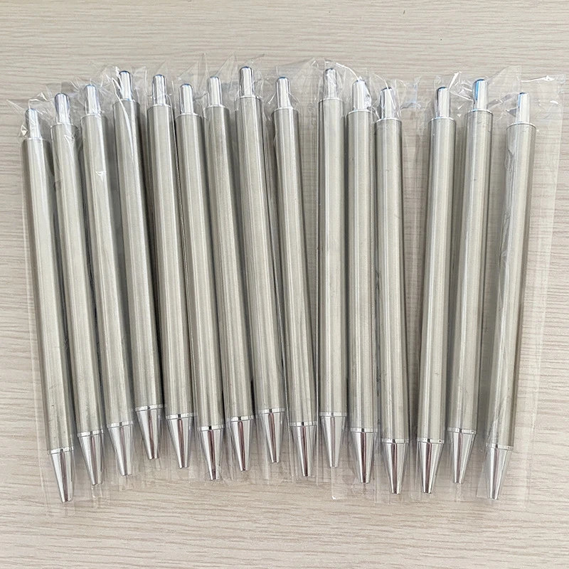 10PCS DIY Heat Transfer Pens Blank Metal Sublimation Ballpoint Pen Stainless Steel Pen Gel Ink Pens