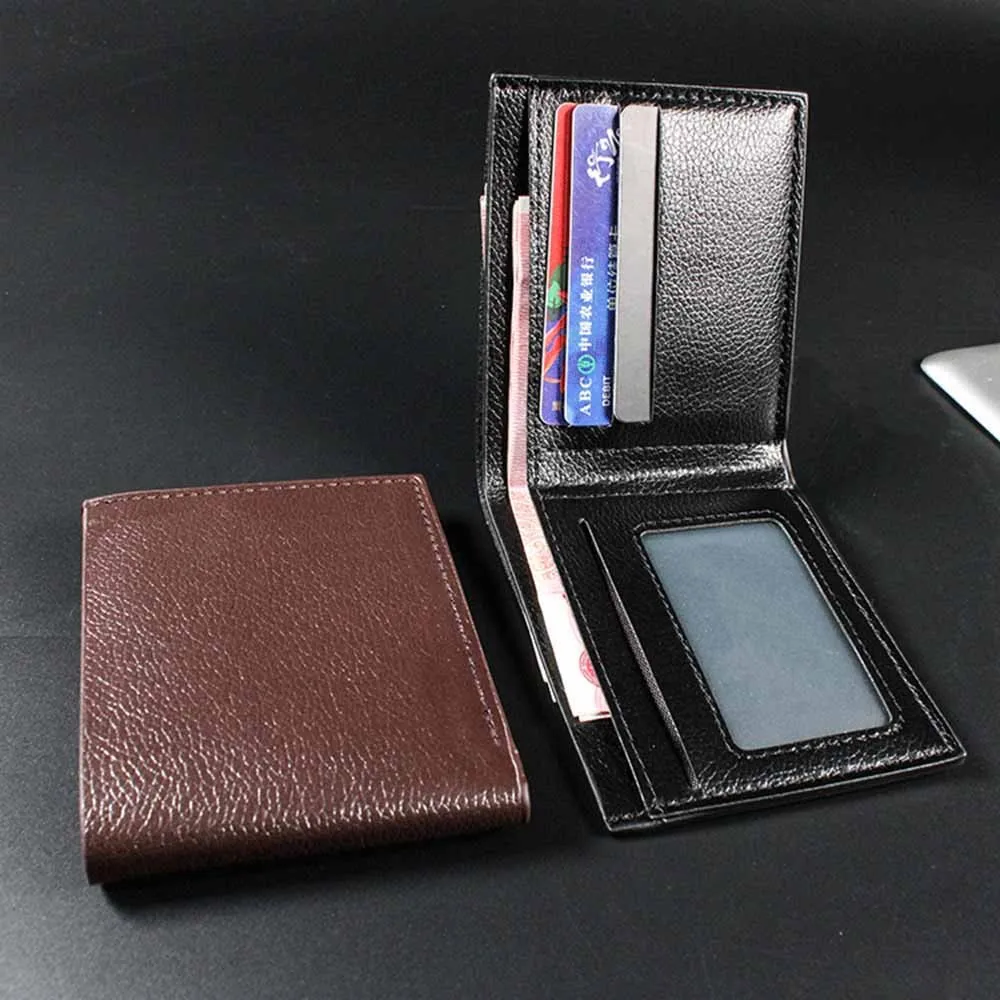 PU Leather Slim Short Wallets for Men Card Holders Ultra-thin Money Clips Luxury Designer Mini Men Wallet Driving License Holder