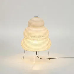 Japanese Design Akari Wabi-sabi Table Lamp White Rice Paper Decorative Desk Lights for Bedroom Living/Dining Room Study Loft