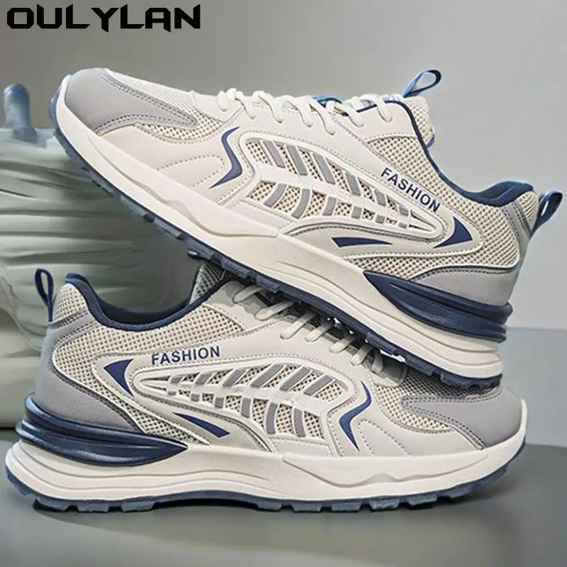 

Oulylan Hiking Footwear Thick Sole Athletic Shoe Fashion Casual Running Shoes Men Mesh Breathable Sneakers Mixed Color Anti Slip