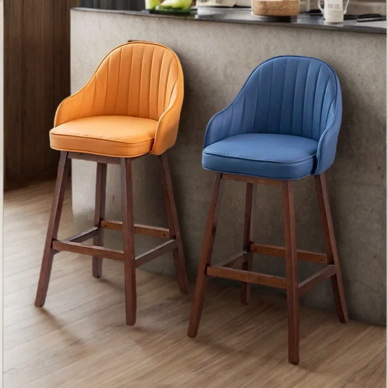 Wooden Chair Chaise Bar Swivel Height Adjustable Kitchen Stool Beauty Salon Furniture Barber Shop Home Cafe Chairs Stools Modern