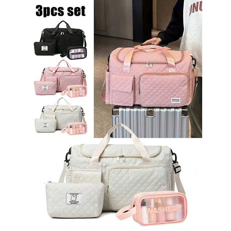 

Simple and stylish travel bag, foldable storage bag, equipped with a small pouch and a toiletry bag.