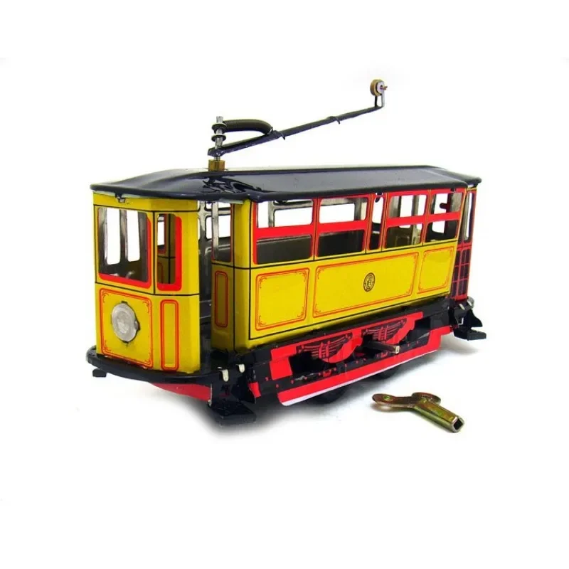 MS638PAYA Tram Antique Retro Bus Model Collection Photography Props Creative Theme Ornament Tin Toy Home Car Decoration