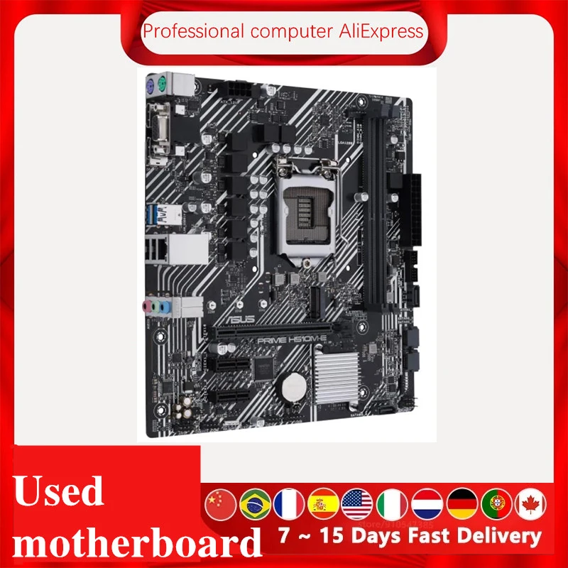 Used For Asus PRME H510M-E motherboard Original Desktop Intel H510 H510M DDR4 Motherboard LGA 1200  i7/i5/i3 USB3.0 M.2 SATA3