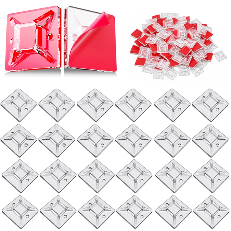 Cable Organizer Fixed Wire Clip Clamp For Desktop Car Office Wall Holder Base 100 Pcs Self Adhesive Nylon Cable Clamp Fixed Seat
