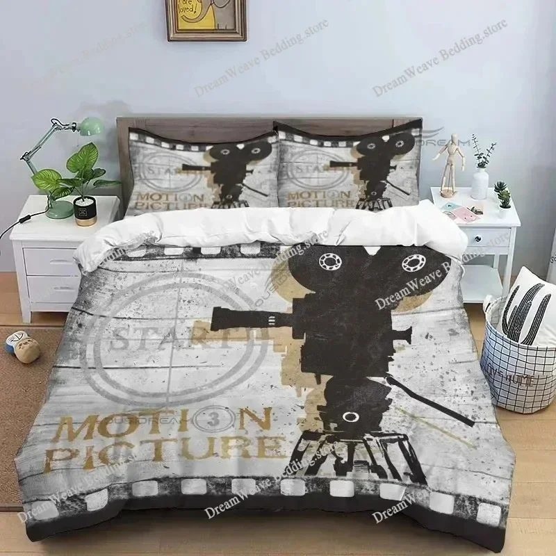 Movie Film Clap Board Patterns Comforter Bedding Set,Duvet Cover Bed Set Quilt Cover Pillowcase,King Queen Size Bedding Set592