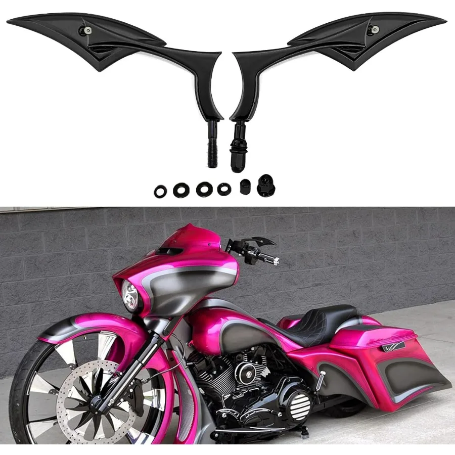 

Motorcycle Mini Spear Blade Side Mirrors 8MM Compatible with Harley Davidson Sportster Forty Eight Iron 48 72 883 1200 Softail D