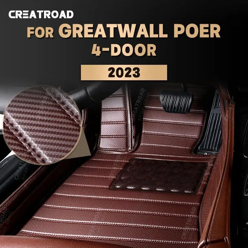 

Custom Carbon Fibre style Floor Mats For Great Wall Poer 4-Door 2023 Foot Carpet Cover Automobile Interior Accessories