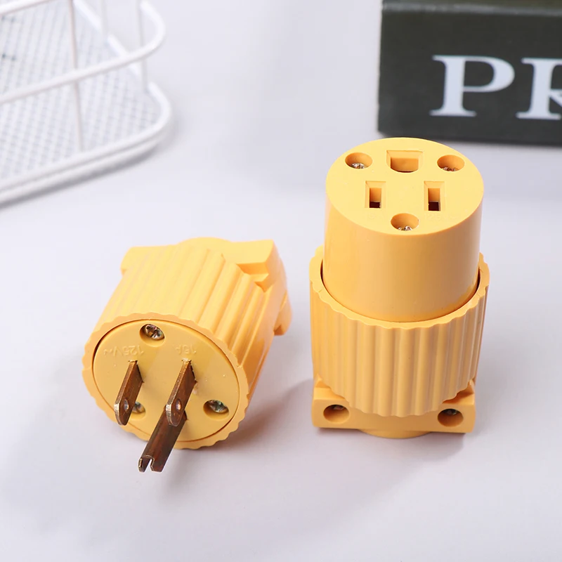 America B515PY/B515CY 15A US Industry Power Socket Plug Male Female 3 Pole Locked Wiring Connector Yellow Plug Socket Adaptor