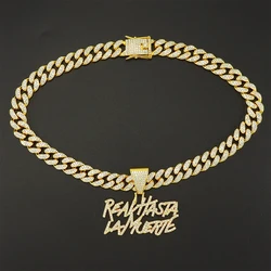 ZAKOL Hip Hop Shiny Cuban Link Chain Necklace Women Men Buling Rhinestone Iced Out Punk Fashion Jewelry Gift