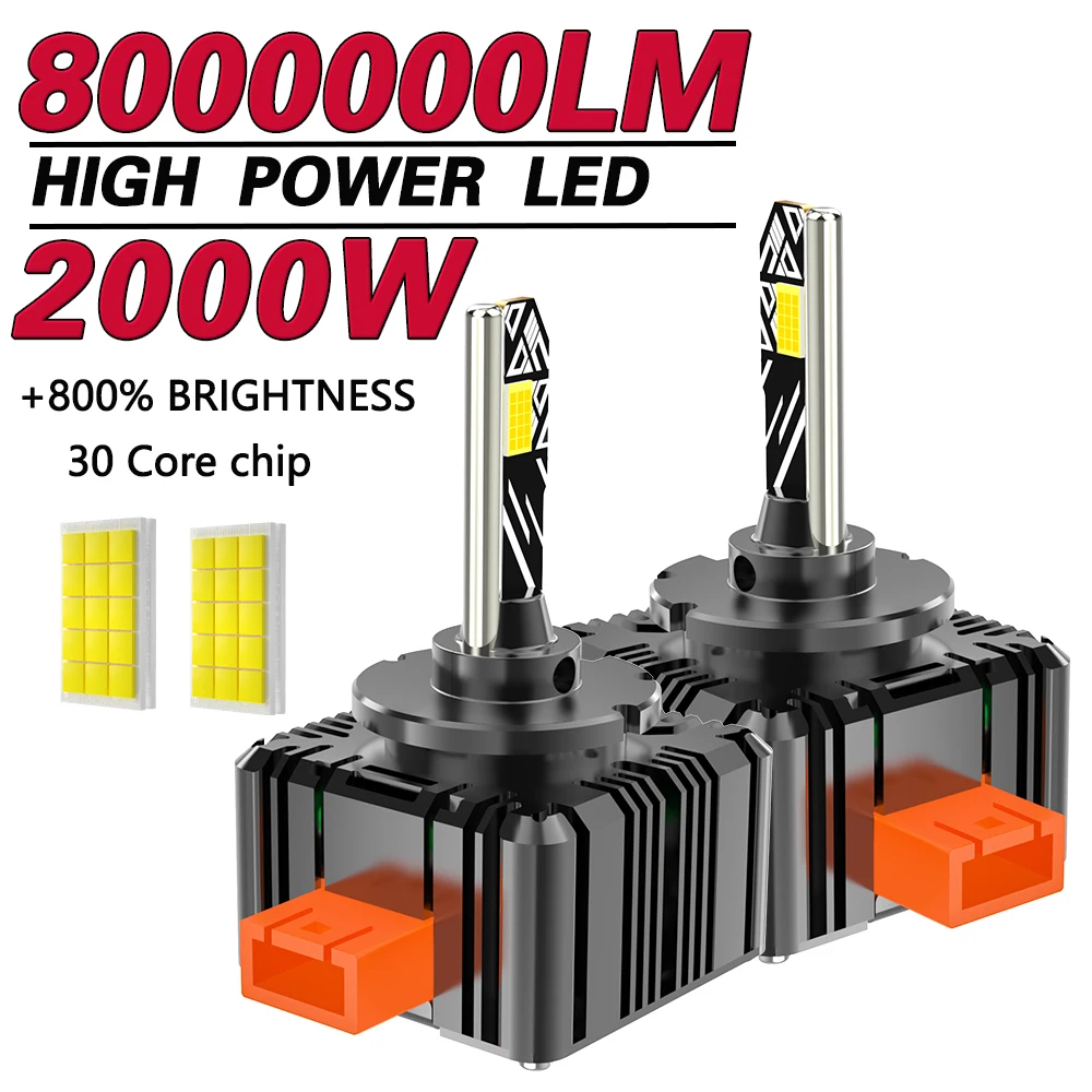 

D3S D1S Светодиодные фары Canbus 1:1 HID D2S D4S D8S D1R D2R D3R D4R Автоматическая лампа 8000000LM 2000W Plug&Play Turbo Светодиодная лампа для автомобиля
