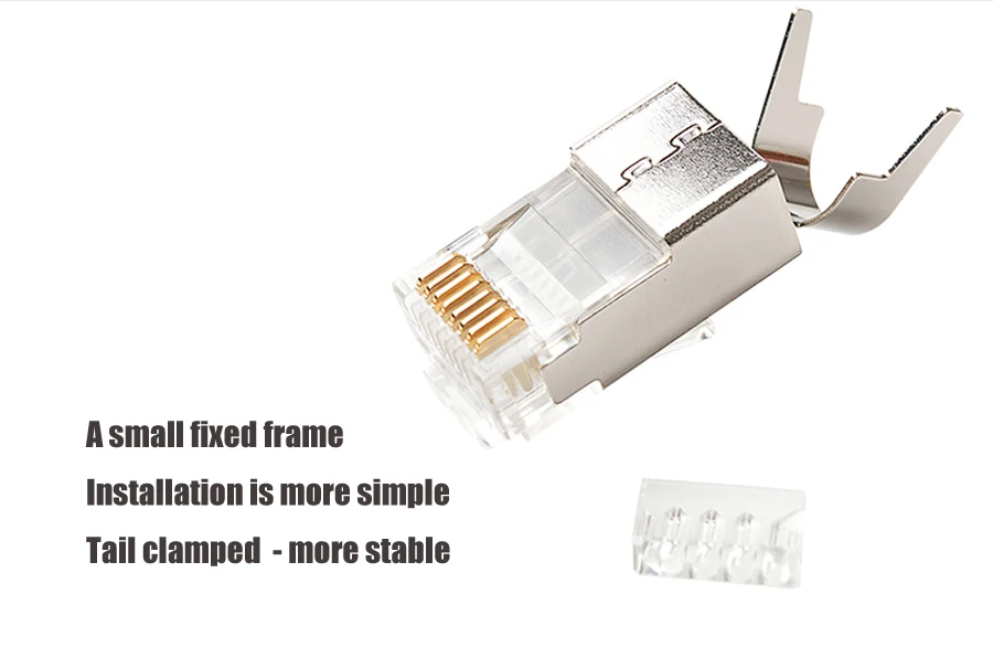 Xintylink RJ45-Stecker Ethernet-Kabelstecker Cat7 Cat6a Männlich Netzwerk Vergoldet 50u 8P8C Metallgeschirmt STP-Buchse Lastleiste 1,3mm – Detail 9