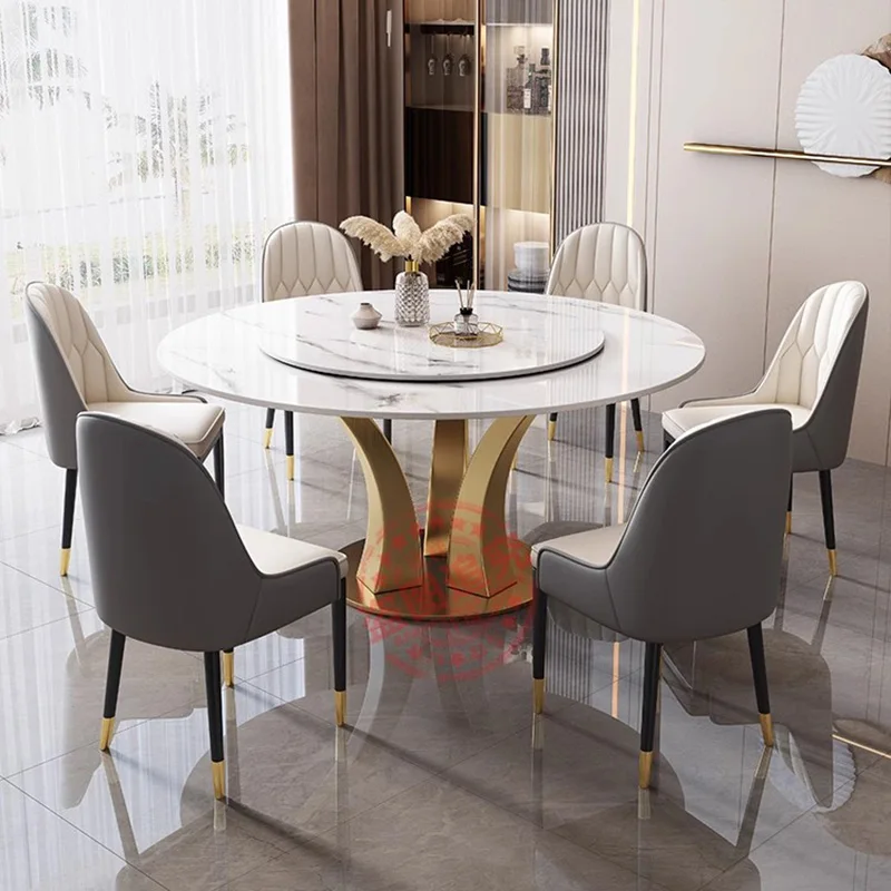 

Round Marble Dining Table Nordic Luxury Style Kitchen Modern Dining Table Space Savers Design Mesas De Comedor Kitchen furniture