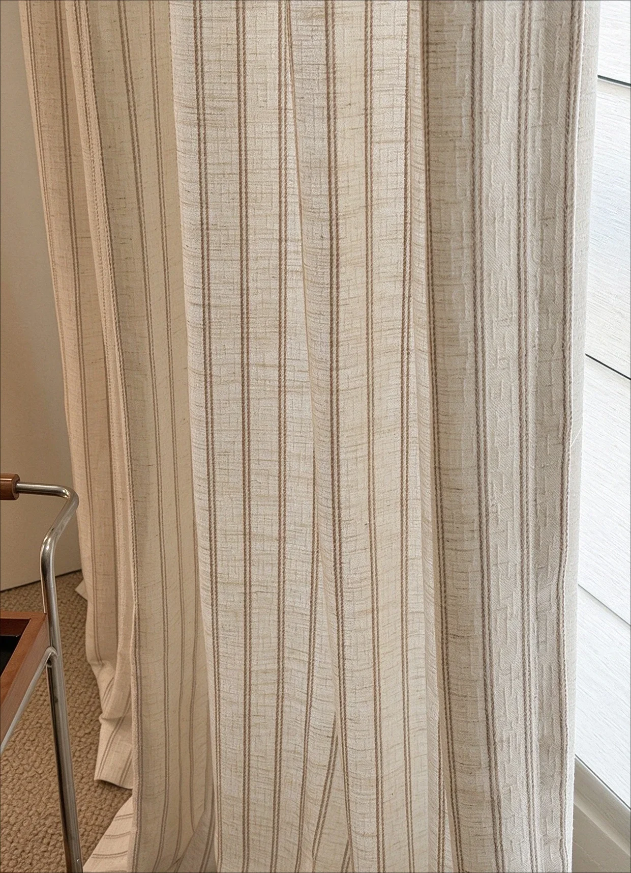 Customization Balcony Vertical Stripes Mid-century Style Living Room Study Light-impermeable Linen Curtain Curtains for Bedroom