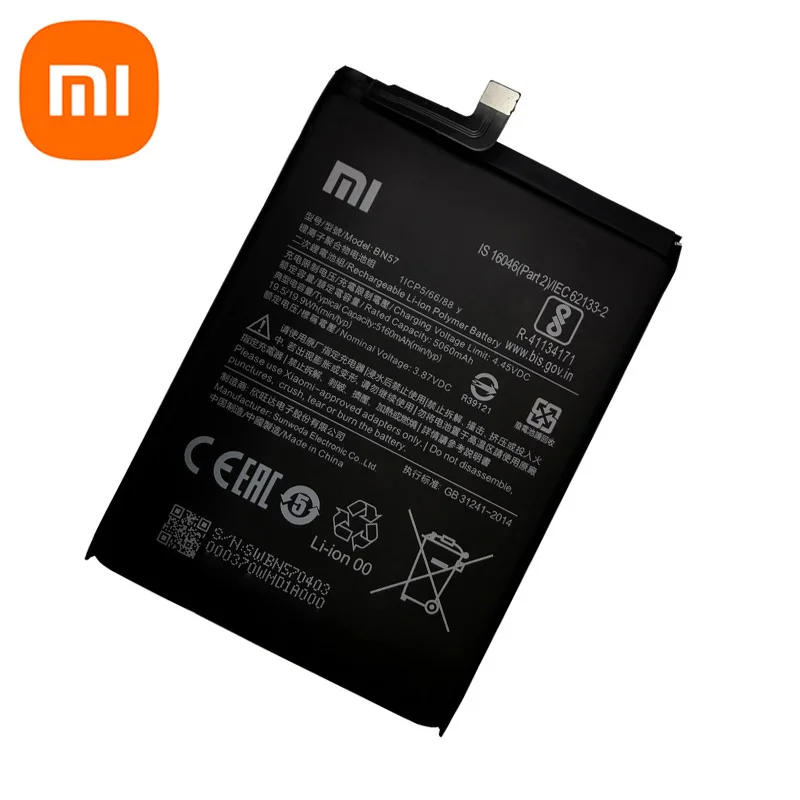 Bateria zastępcza do telefonu Xiaomi, BN57, BN61, 6000 mAh, baterie Xiaomi Pocophone X3, Poco X3 Pro, 100% oryginał, 2024 lata