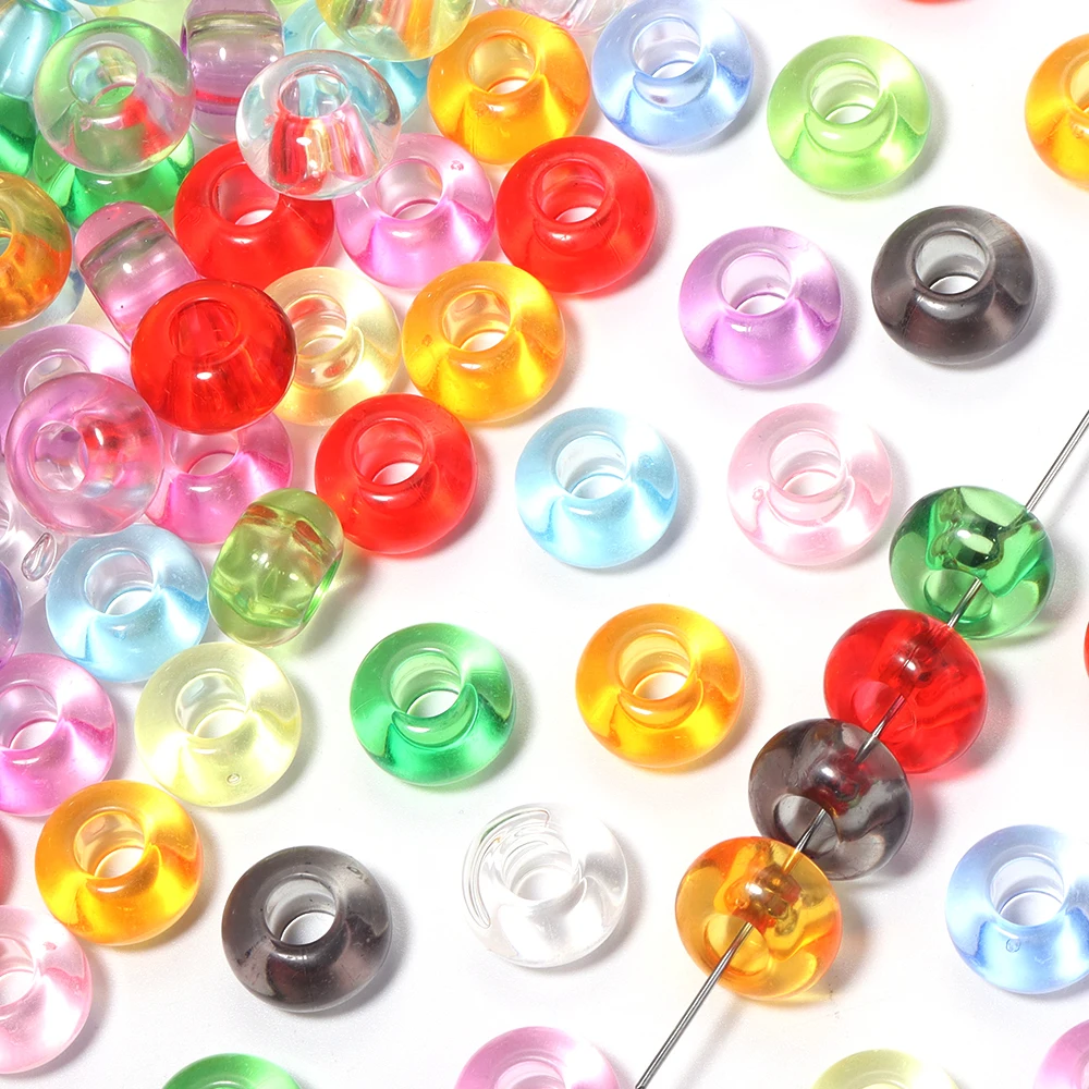 50 Stück/Set Transparente Bunte Rad-Acrylperlen mit Großem Loch Lose Abstandsperlen für DIY-Handarbeiten Schlüsselanhänger Armband Schmuckherstellung – Detail 3