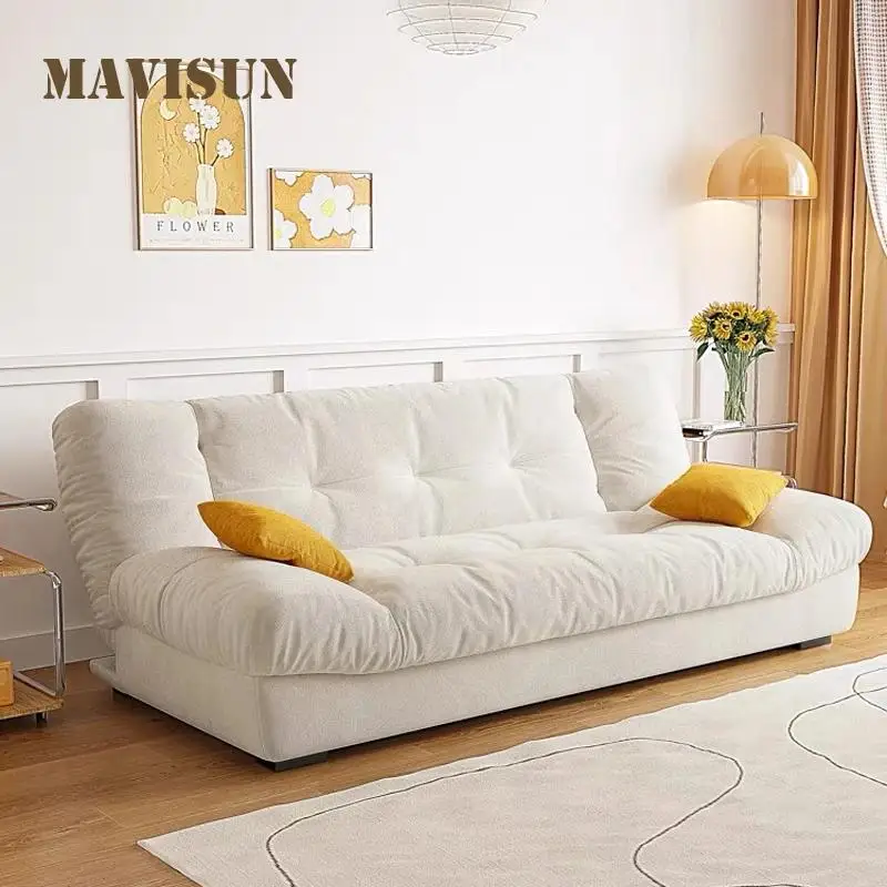 

Cloud Shape Soft Lazy Sofa Adjustable Backrest Home Furniture Fulled Of Sponge Comfortable Foldable Living Room White Sofa Bed