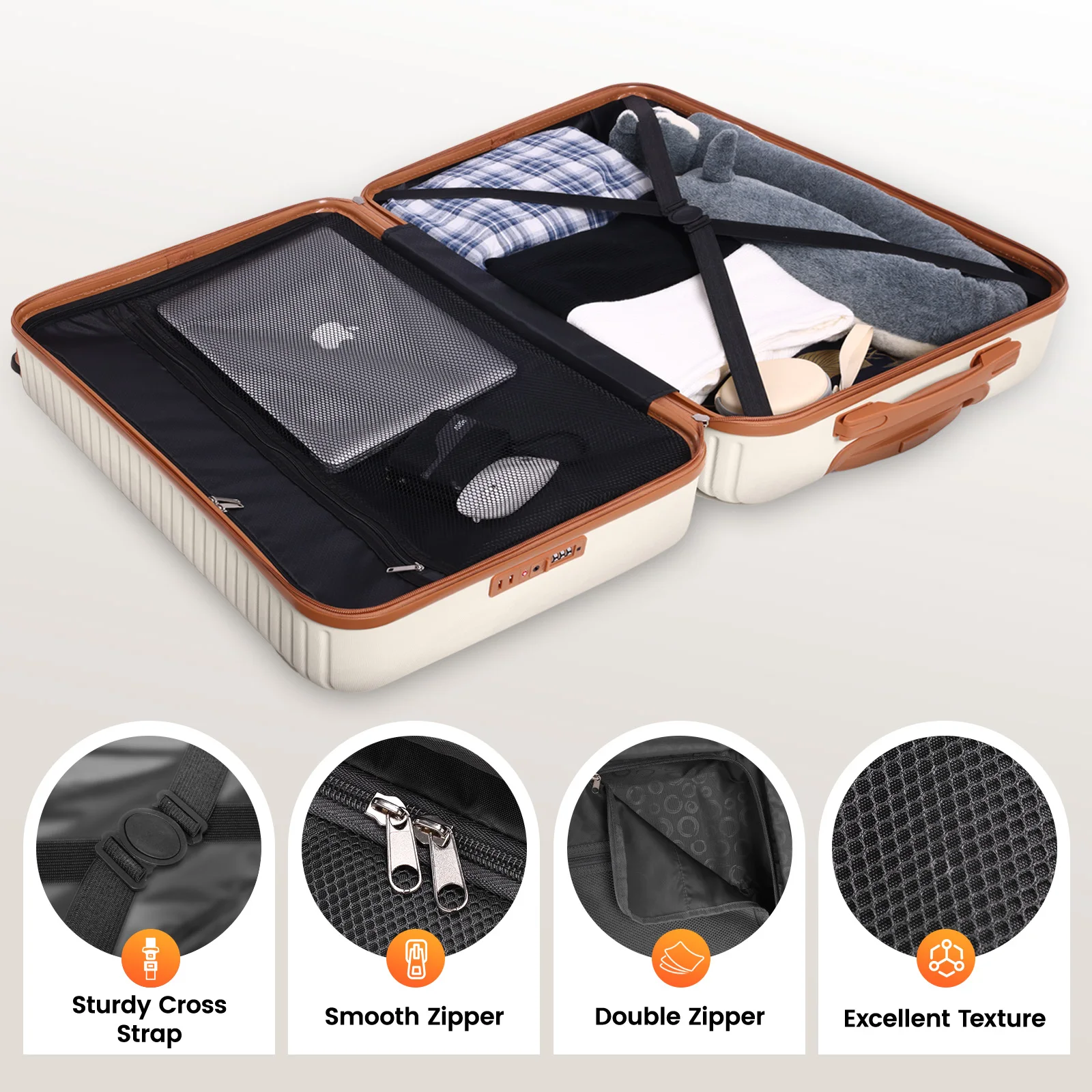 مجموعة أمتعة مكونة من 4/6 قطع مع عجلات دوارة وقفل TSA، تحمل على الأمتعة بقشرة صلبة ABS + PC، مجموعات حقائب سفر #4