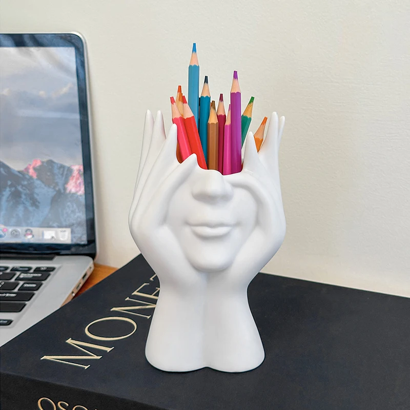 2 ыыы الإبداعية جسم الإنسان الفن التصميم اللوازم المكتبية سطح المكتب متعدد الوظائف تخزين حامل قلم فرشاة للمكياج حامل الديكور