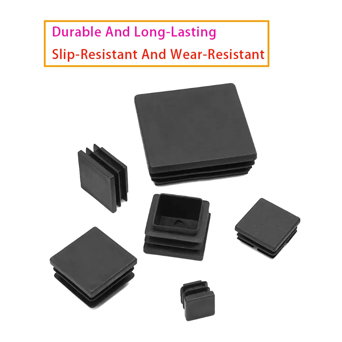 PE Square Plastic End Cap 13mm~120mm Feeding Plug Box Section Pipe Inserted Into Furniture Chair Foot Sealing Plug