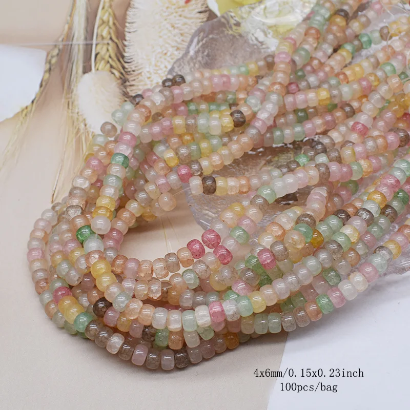 4x6mm 100pcs/lot Mixed-color Broken Flower Cracks Abacus Wheel Shape Glass Beads for Jewelry Making DIY Bracelet necklace - Image 3