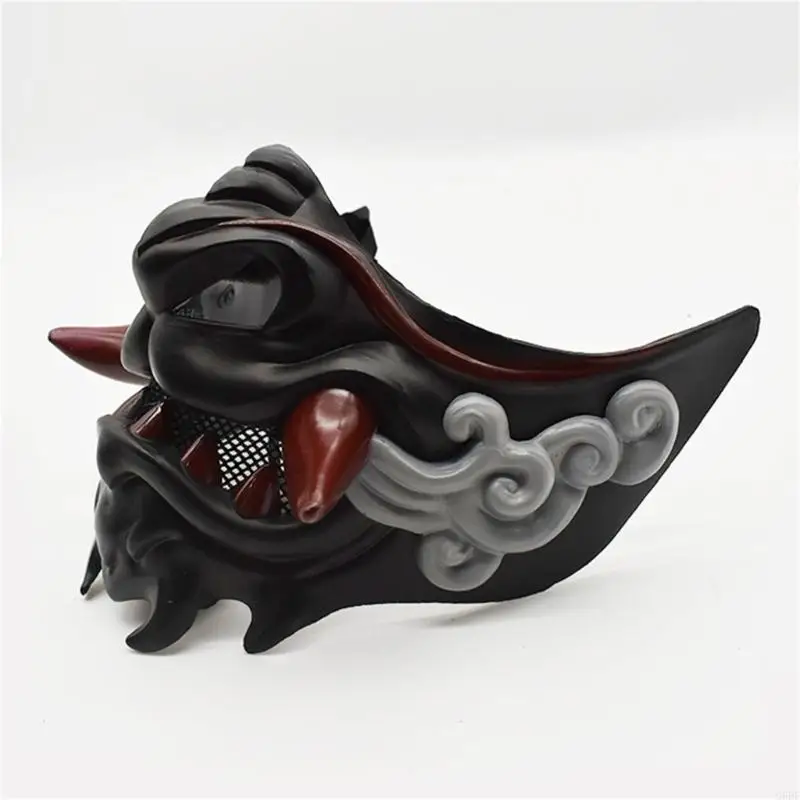 Teufel-Samurai-Maske Halloween Cosplay Furchtbare Zahnmaske Halbgesichtsmaske Maskerade-Maske Party-Maske Japanische Maske für Karneval – Detail 8