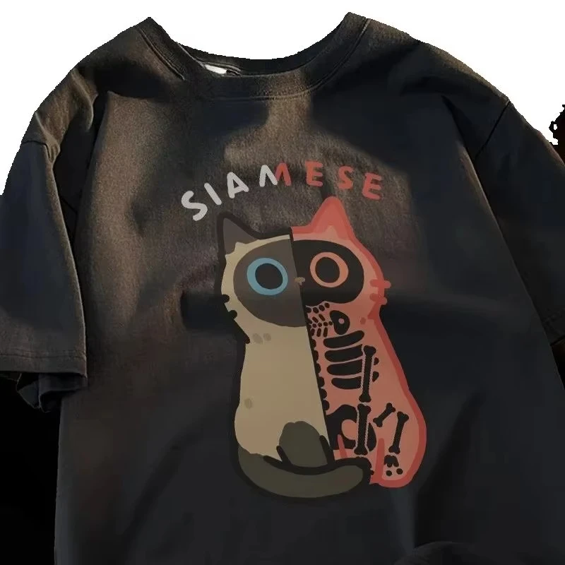 Siamese Perspective Fun Japanese Ins Woman T Shirts Graphic Tee Shirt Casual Tshirt Leisure S