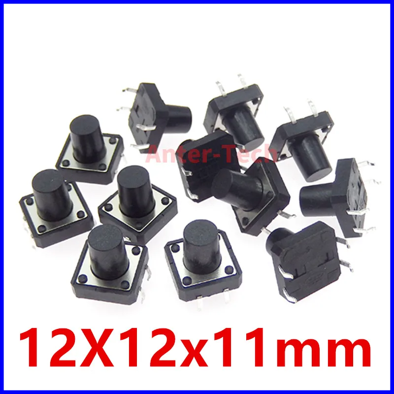 20PCS 12X12x11mm 4PIN dip TACT push button switch Micro key power tactile switches 12x12x11 12*12*11MM Light touch