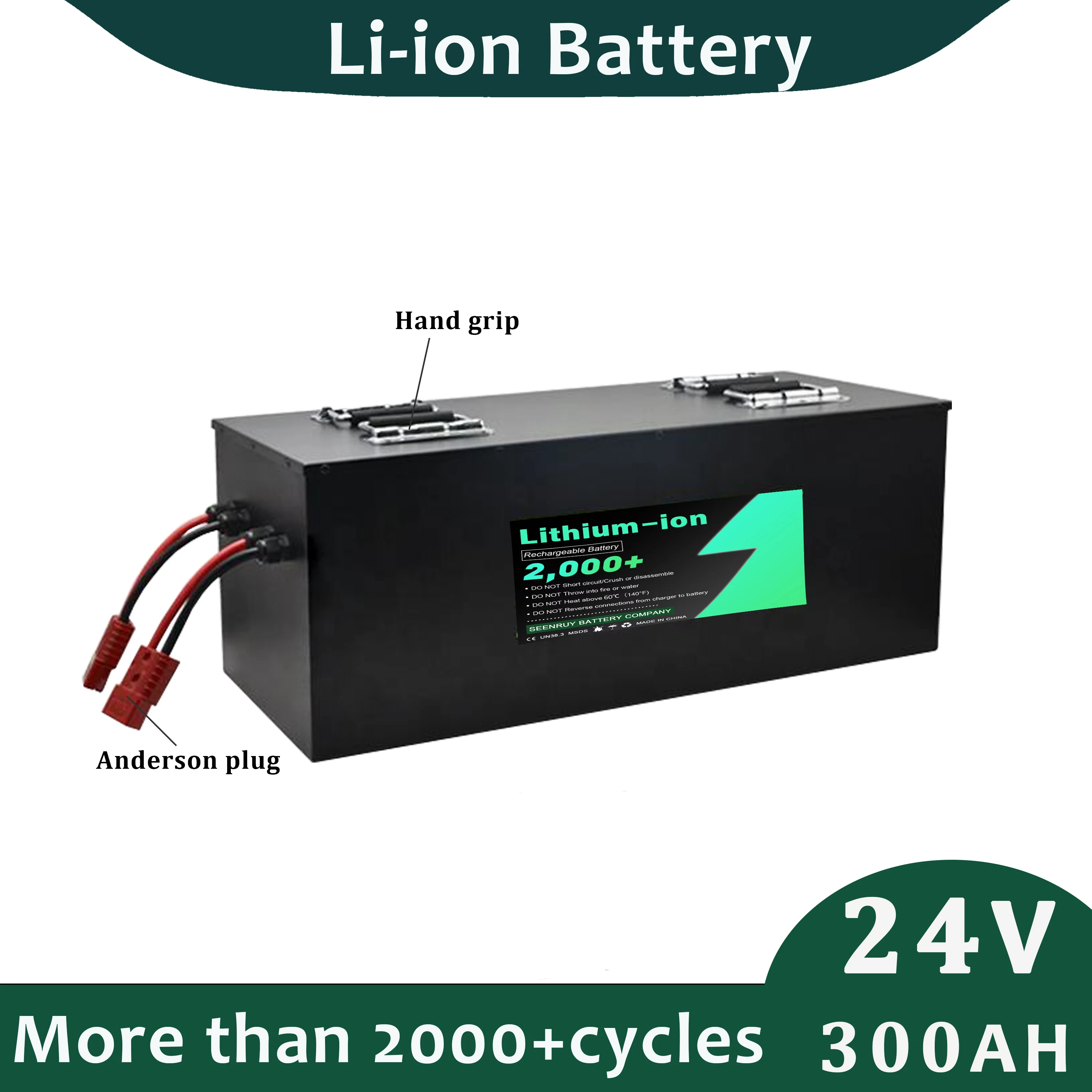Batterie Lithium-Ion 24V 300Ah, parfaite pour chariot de camping-car électrique RV avec chargeur 20A
