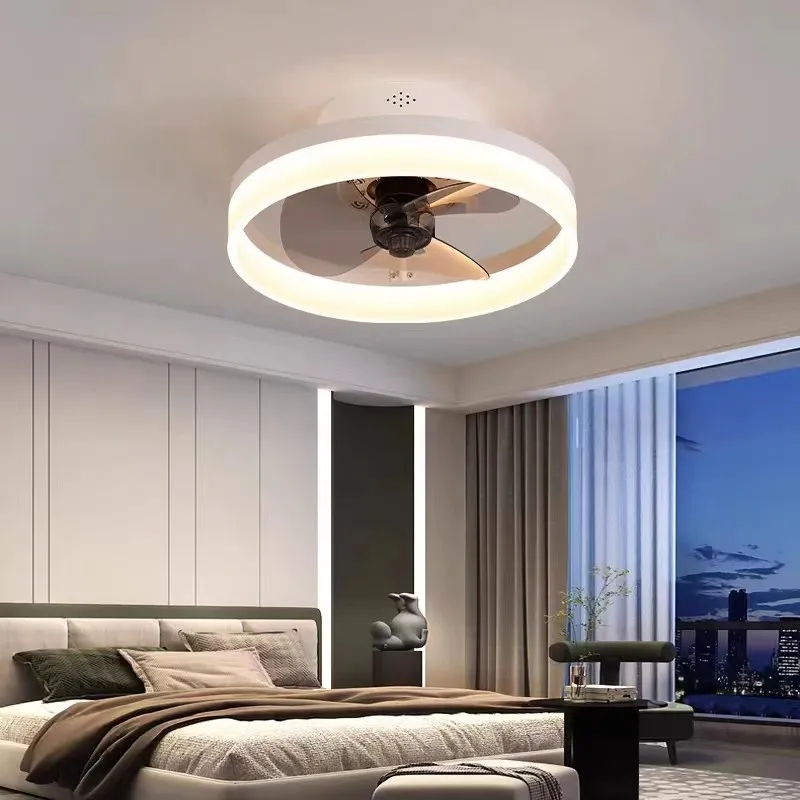 Modern smart ceiling fan LED DC black ceiling fan with light Bedroom Living Room Decorative Silent ventilateur de chambre light