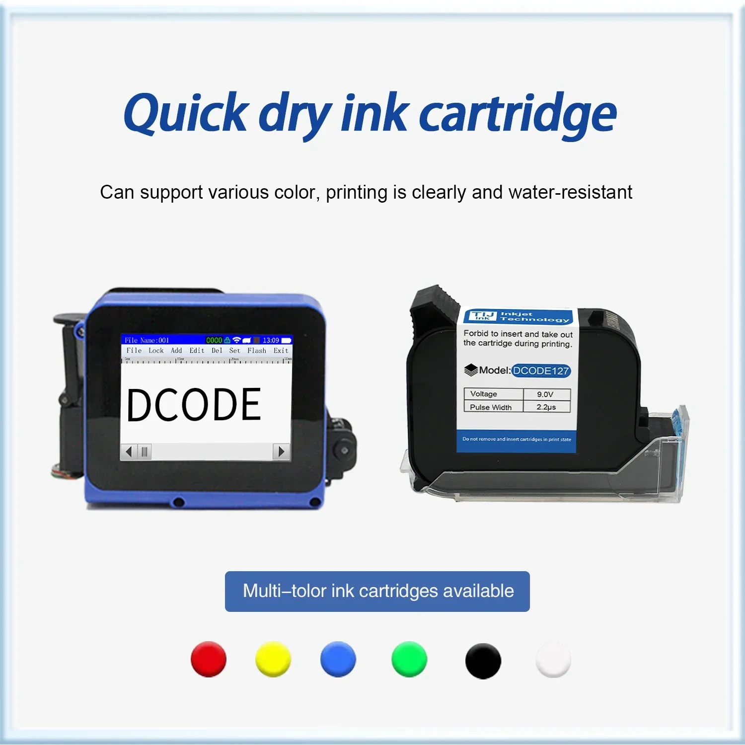 Dcode dc12 12.7mm portátil mini impressora dividida mini impressora a jato de tinta texto qr código de barras imagem lote número logotipo data
