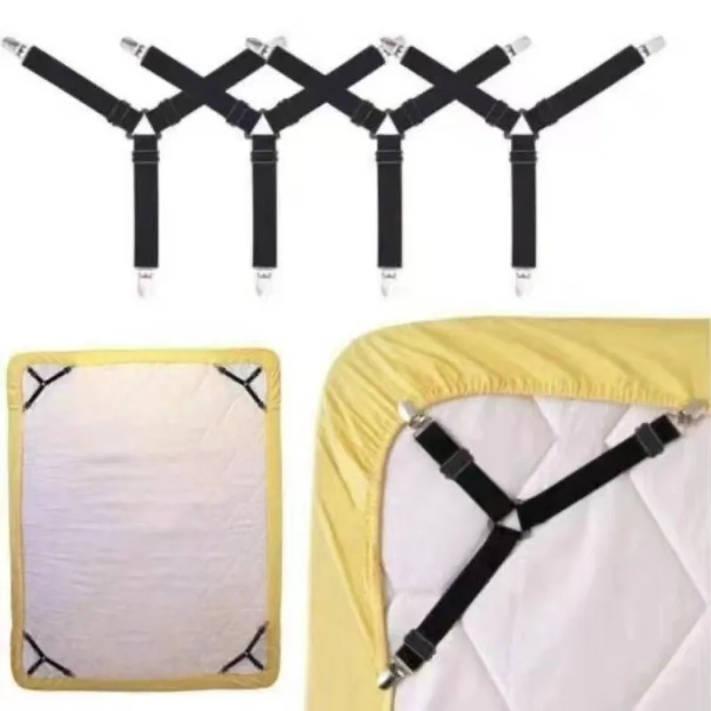 4Pcs/lot Bed Sheet Fasteners Holder Gadgets for Bed Sheet Organizer Mattress Cover Clip For Home Elastic Straps Adjustable Clips