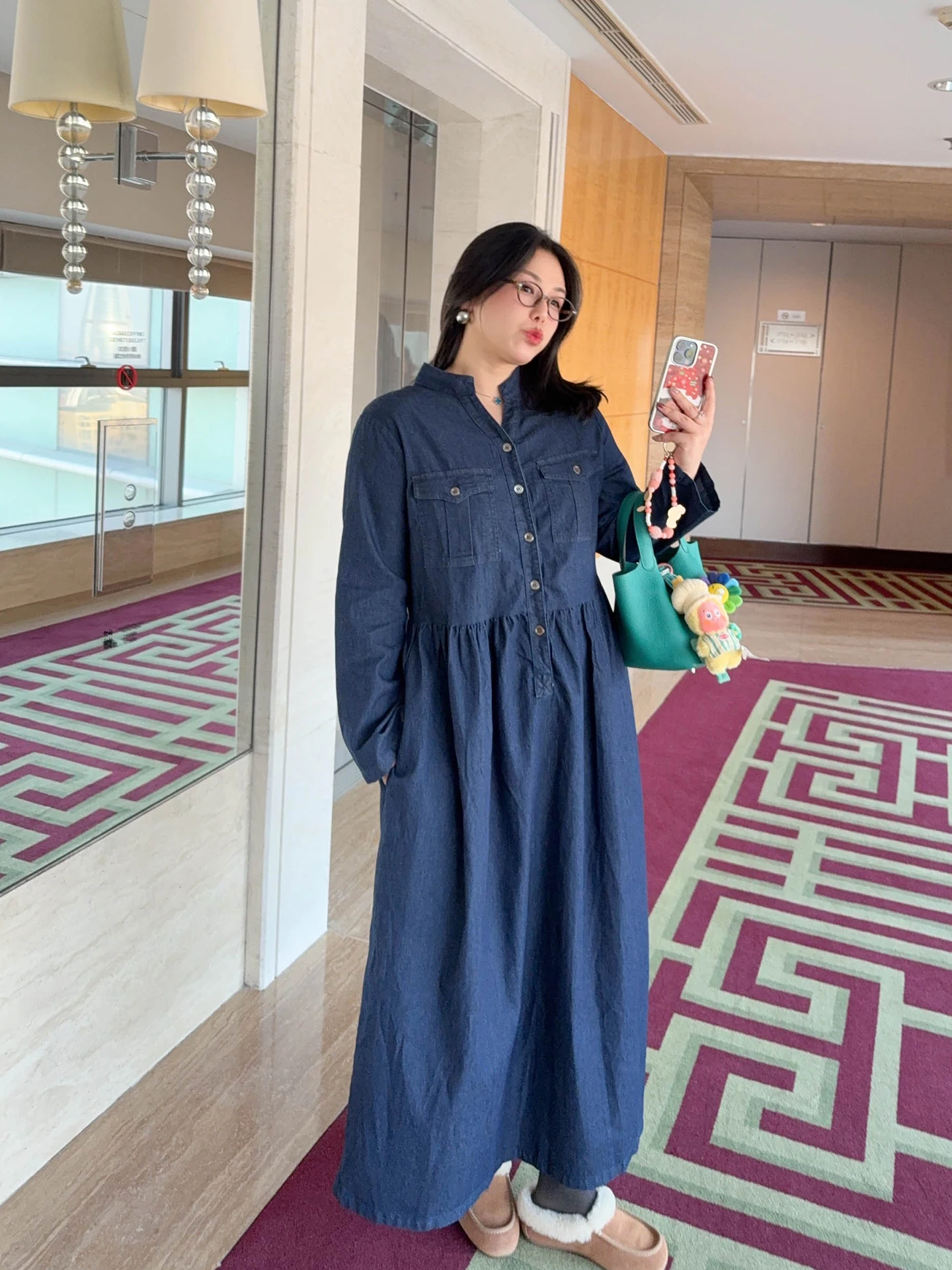 

Женское винтажное джинсовое платье VOGANA большого размера, А-силуэт, в стиле Хонконг, повседневное, свободного кроя, скрывающее недостатки фигуры, миди