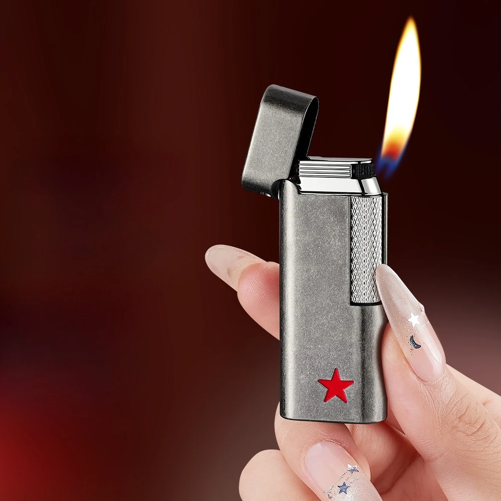 New Retro Classic Grinding Wheel Lighter, Side-sliding Personalized Inflatable Lighter, Compact and Good-looking Gift for Men