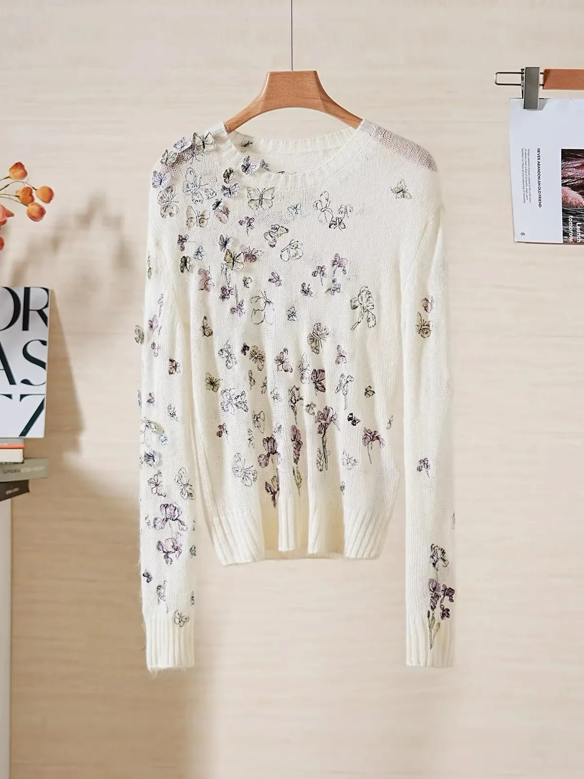 

Вязаный свитер YongLeap Fre Spring с вышивкой, из мягкой смесовой шерсти, круглый вырез, облегающий, длинный рукав, приятный к коже