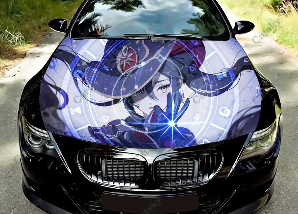 

Genshin Impact Car hood vinyl stickers wrapped PVC film hood decals stickers general car modified hood protection stickers