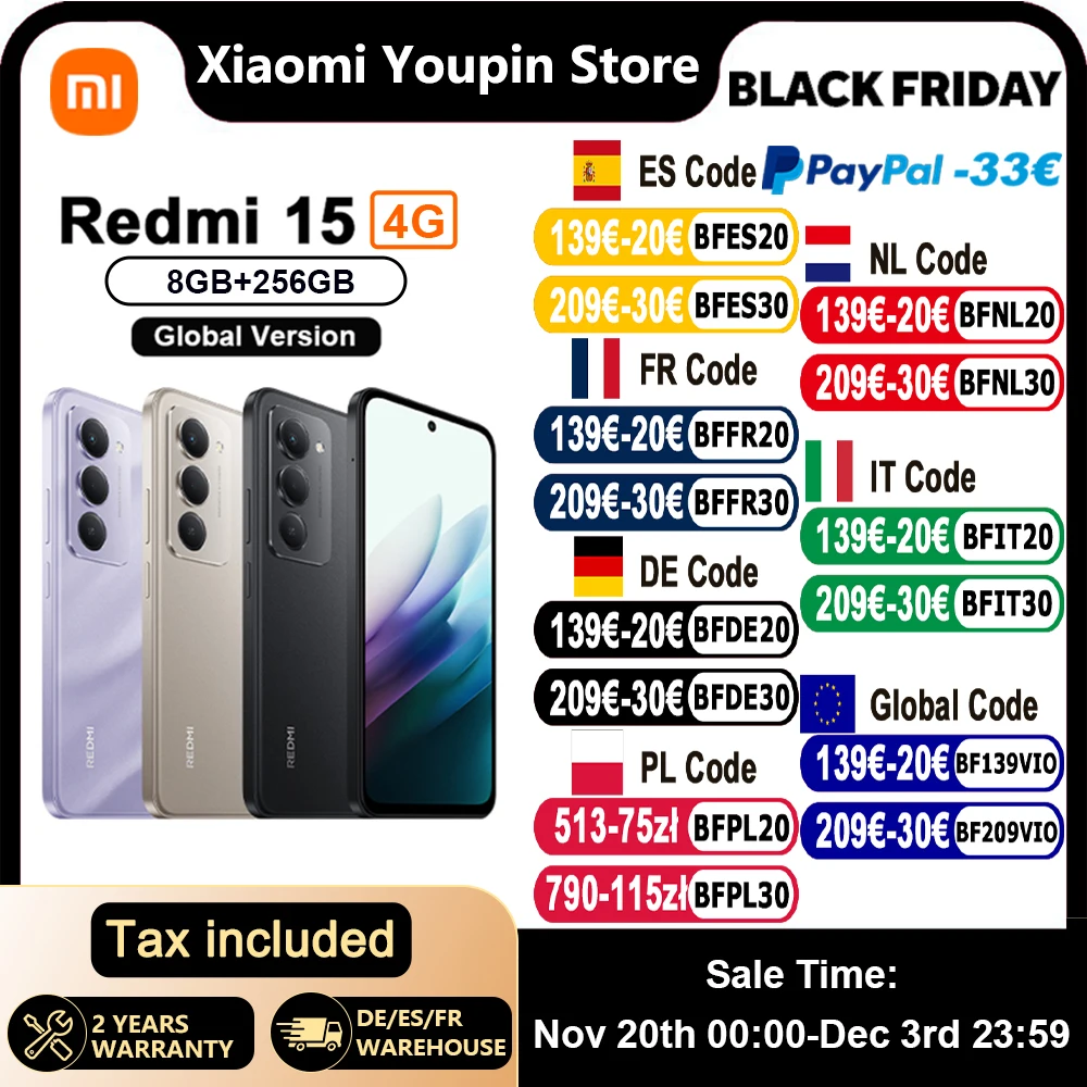 الإصدار العالمي لهاتف ريدمي 15 الذكي مقاس 6.9 بوصة سنابدراجون قوي ®   كاميرا مزدوجة 685 50 ميجابكسل 7000 مللي أمبير 33 وات شحن سريع لشاومي