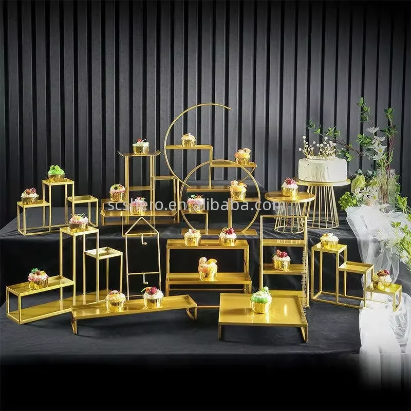 European Style Cake Stand Dessert Display Rack for Buffet Tea Party Simple Snack Platter Holder Cold Food Serving Tray Set