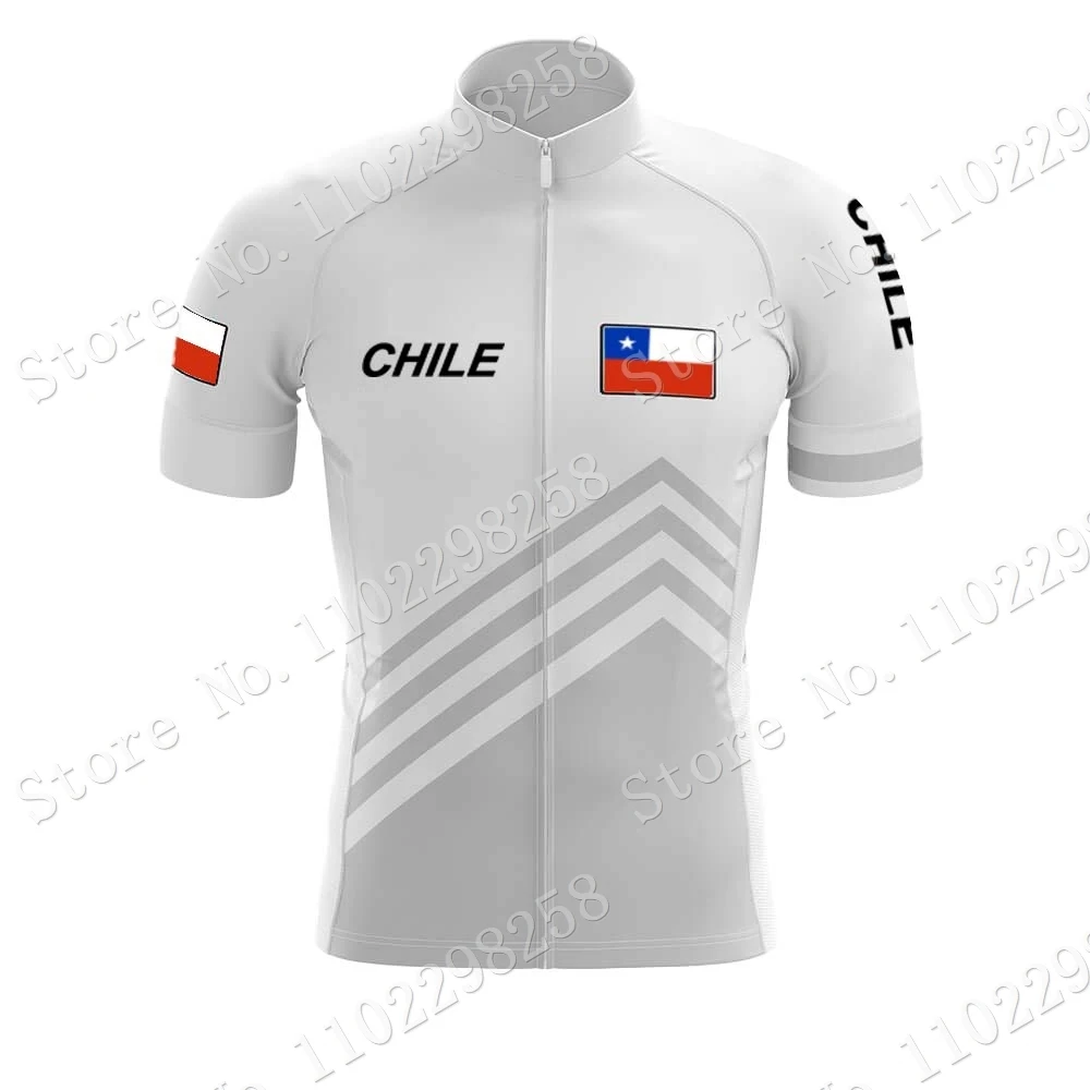 Suit CHILE 2023 Team White Cycling Clothing Jersey Set Mens Summer Road Bike Shirts Bicycle Bib Shorts MTB Wear Ropa Ciclismo