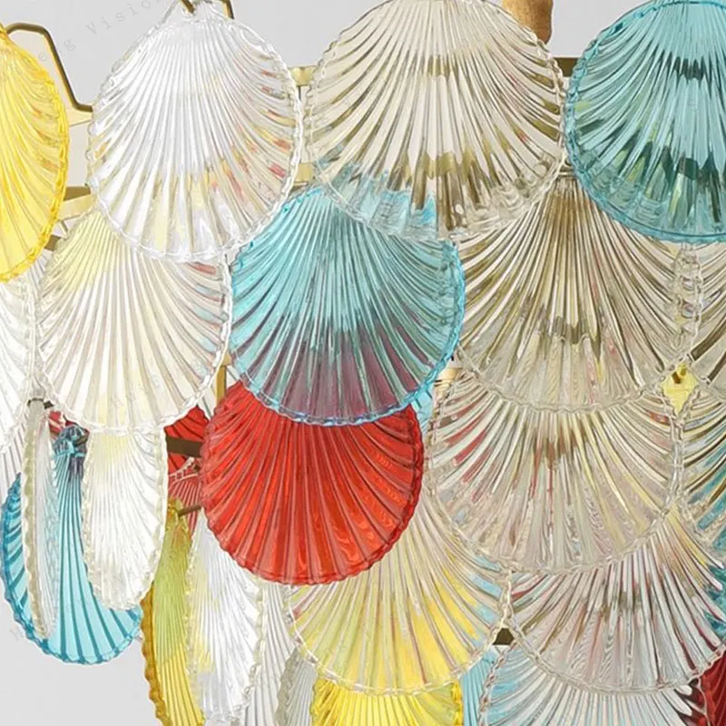 المعاصرة متعدد الألوان شل تصميم قلادة الثريا شنقا ضوء لغرفة الطعام غرفة المعيشة داخلي LED الإضاءة ديكور المنزل #6