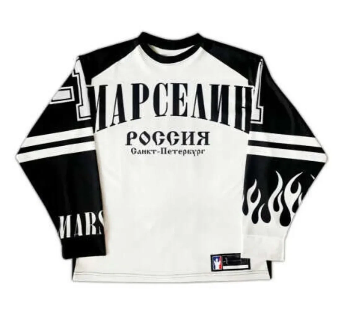 Y2K Hip-hop Sprots Long Sleeved Oversized T-shirt Men Street Wear Gothic Fashion Baseball Casual Top Retro Classic Clothing