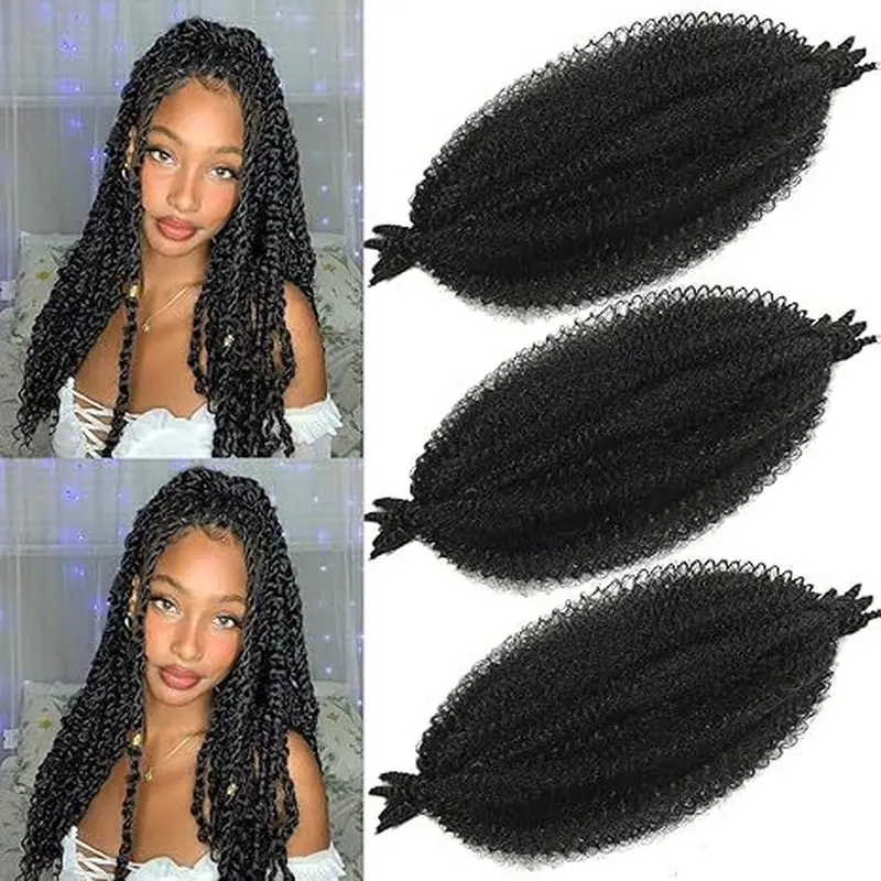 Factory stock African hand-tied caterpillar wig synthetic long curly hair Marley Braid fluffy short curls